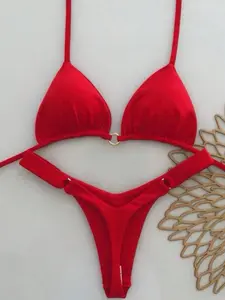 Women's Fashion Split Bikini Set, Stylish Two-Piece Swimsuit, Perfect for Beach & Pool, Trendy Summer Swimwear for Women, Beach Bathing Suit, Plain Bikini Set