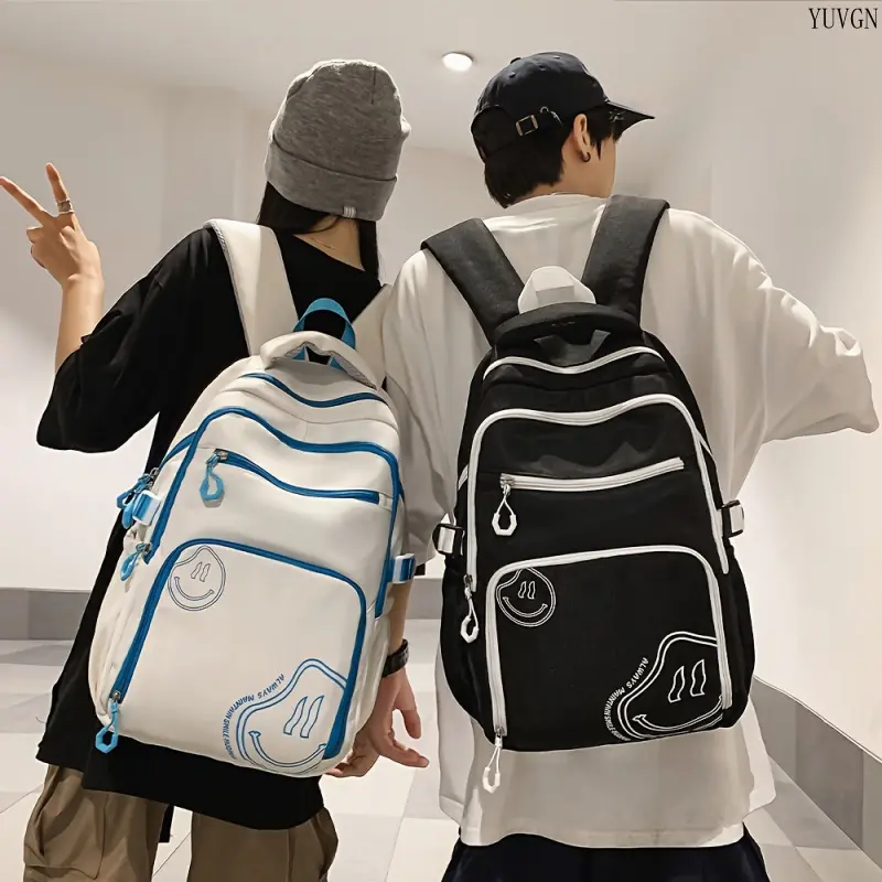 High-Capacity Daypack for Laptops and School, Minimalist Solid Color Design with Zipper for College Students and Gym Use, Backpacks For Laptops, Casual Backpack, School/Gym, Unisex, Solid Colors, Book Bags, Adjustable Shoulder Strap