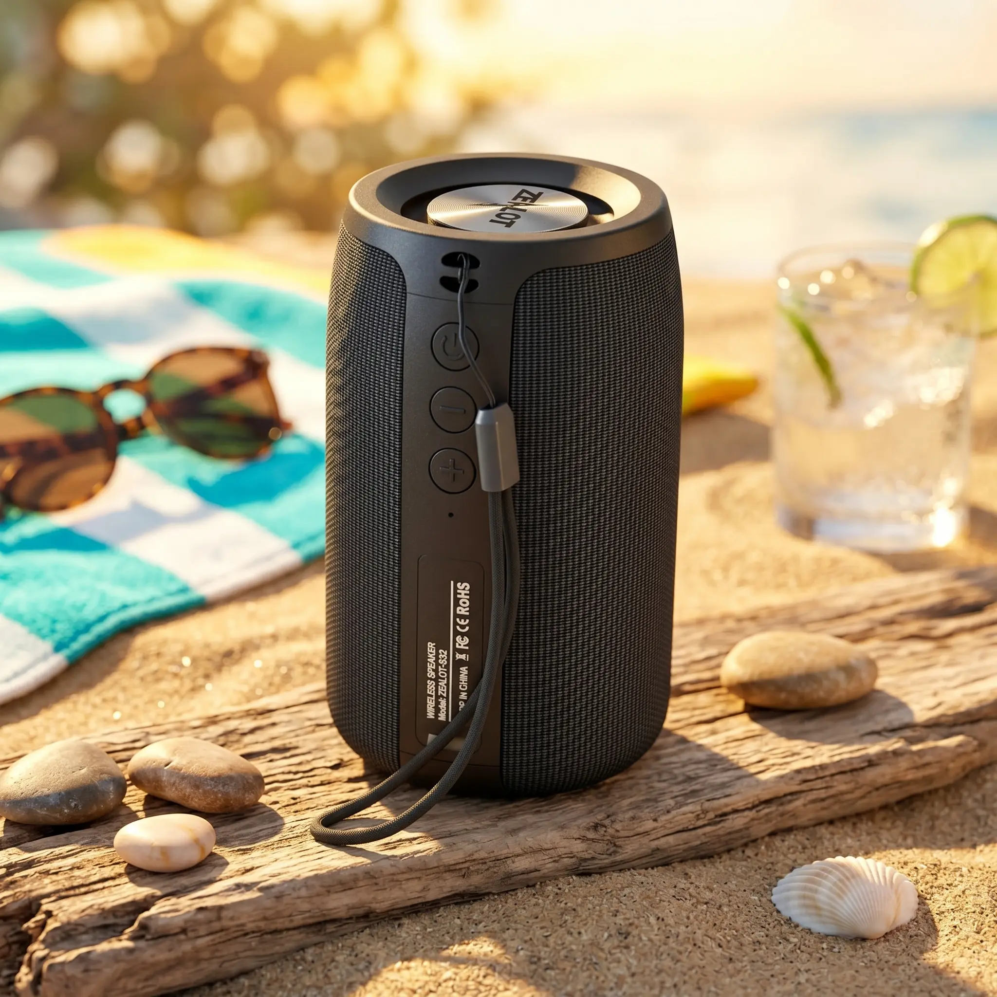 ZEALOT 18W Portable Bluetooth Speaker - Waterproof, Bass Boost, AUX/TF/USB, Compact Audio, Mobile Audio for Hiking-Light Outdoor & Campfire-BBQ Party, Black Charging Speaker for Men