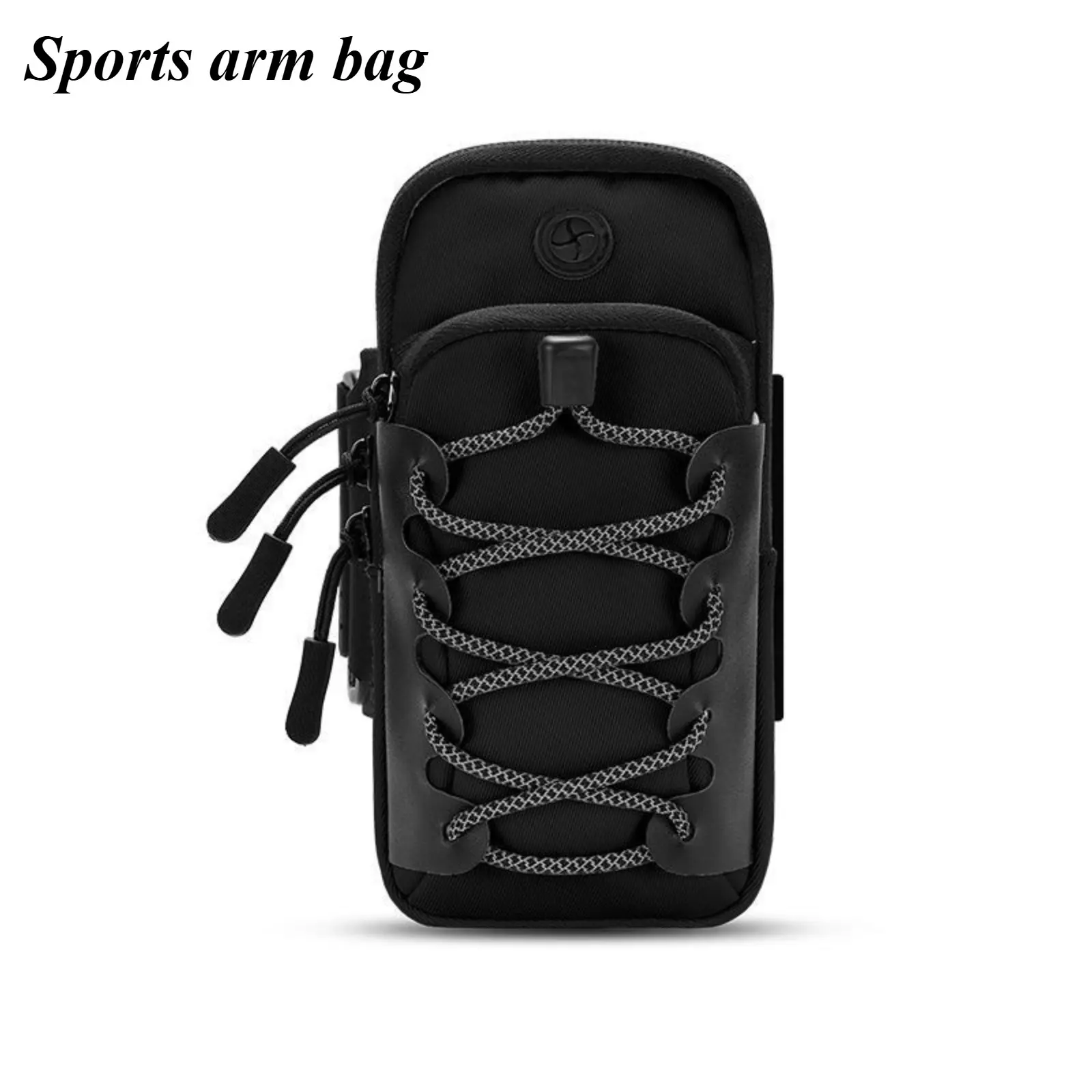 Reflective Zippered Sports Wrist Pouch - Lightweight Universal Activewear Armband Phone Holder for Adults, Compact for Running & Biking, High-Visibility Accessory for Casual Outings to Stay Visible