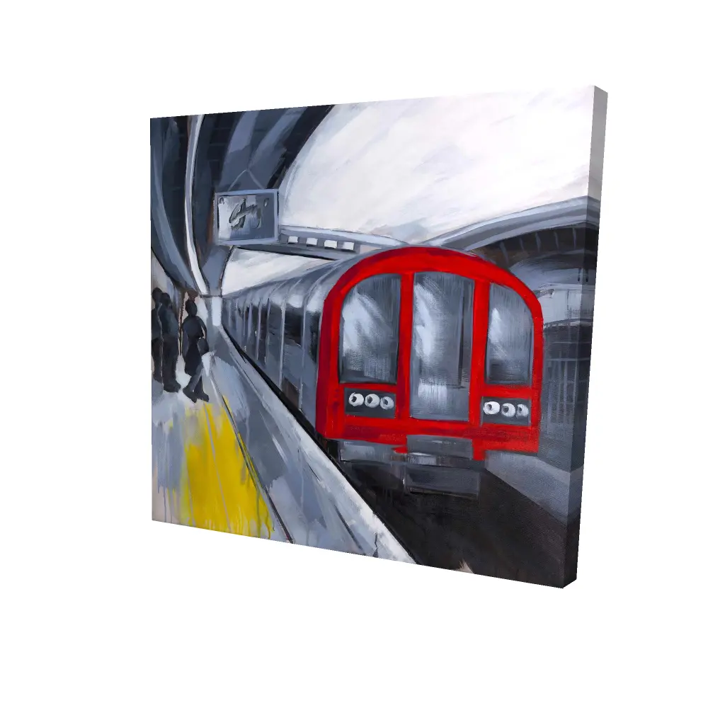 212 MAIN Urbane Contemporary Artistic Metro Blue Photo Print - 24x24 in. People Waiting Design, Home Wall Decoration for Transportation-Themed Rooms, Room Decor (Home Supplies Posters & Prints)