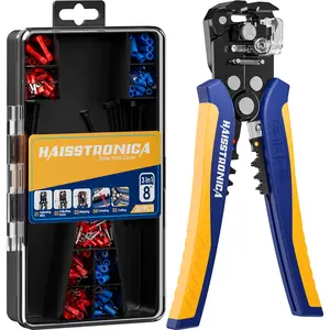 haisstronica 201PCS Wire Stripper Kit - Automatic Wire Stripping Tool for AWG 24-10 Cables with Insulated Terminals, Self Adjusting Universal Wire strippers and Crimpers for Electrical Work,Father's Day Gift multi  tool