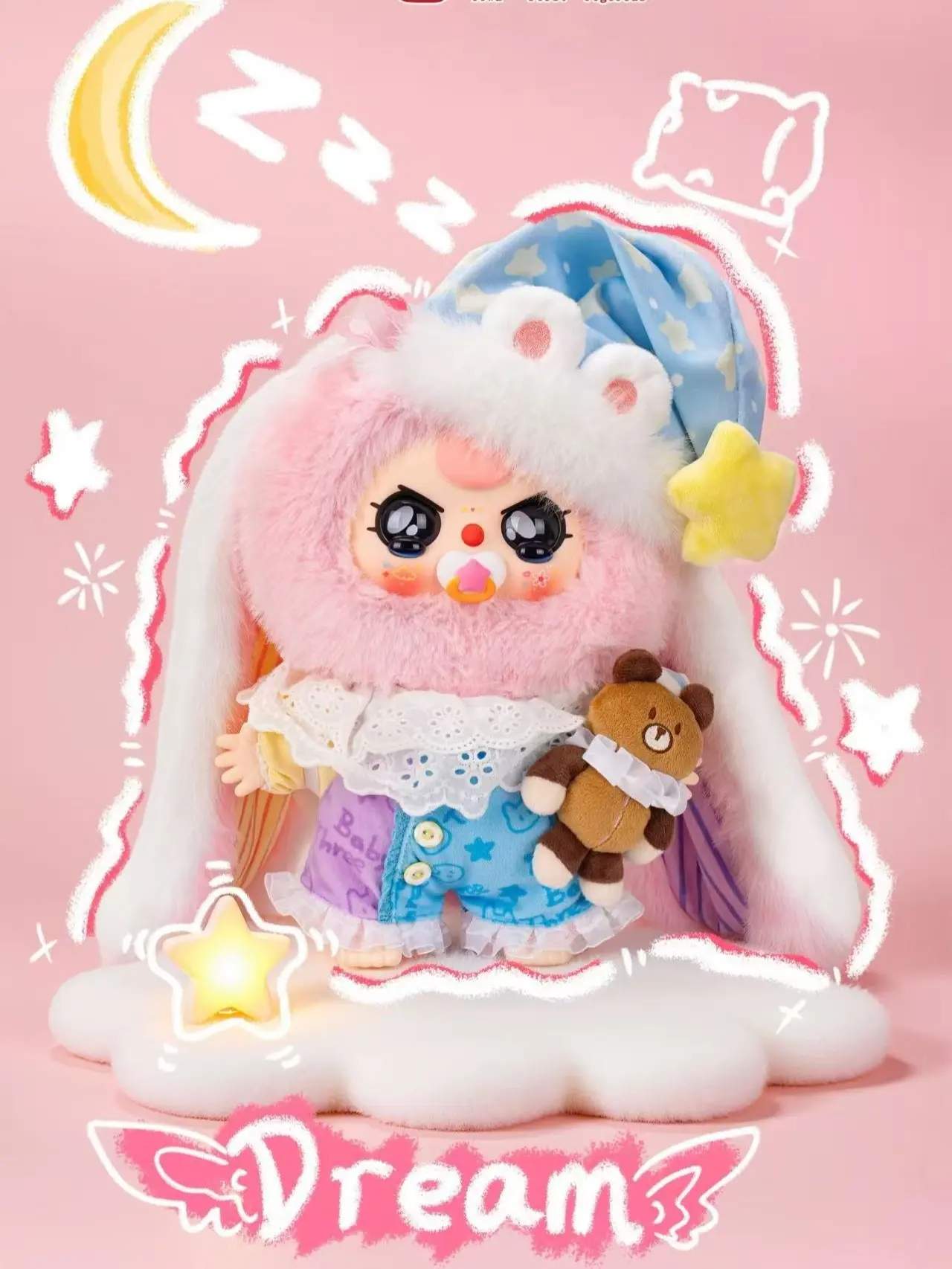 KXX-（09） - Babythree-Sweet Dreams 400%,Bunny Plush Dolls，Soft Furry Collectibles (Hidden Style Probability36:1)