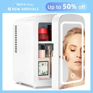 【New Arrivals】Antarctic Star Compact Refrigerator, Skincare Fridge With Dimmable LED Light Mirror,4L 12oz Capacity, Portable Small Refrigerator for Cosmetics, Skin Care and Food , Ideal for Bedroom, Car, Office & Dorm,Freon-Free & Eco Friendly