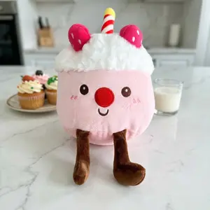 25cm Strawberry Cake Plushie - Ultra Soft Stuffed Animal Toy | Kawaii Room Decor & Perfect Gift, Cute, Soft Fabric