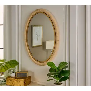 Home Reflections 22"x30" Oval Rattan Wall Mirror