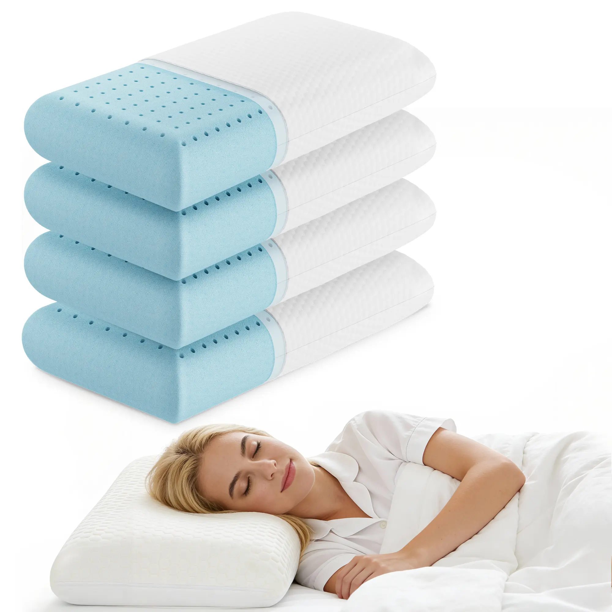 DUMOS Memory Foam Pillows for Sleeping, Bed Pillow Soft and Comfortable, Cooling Pillow with Removable and Machine Washable Cover, Hotel Pillow