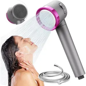 FEELSO Filtered Shower Head for Hard Water, High Pressure 3 Spray Modes with Pause Switch, Water Saving Showerhead Set with Hose, Bracket & Replacement Filter, Healthy Bathing for Dry Skin & Hair