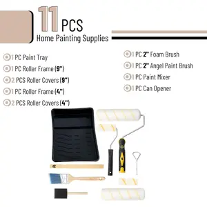 Bates Paint Roller - Paint Brush, Paint Tray, Roller Paint Brush, 11 Piece Home Painting Supplies, Foam Brush, House Painting Tray, Painting Tools, Roller and Paint Brushes, Interior Paint Brushes : Tools & Home Improvement