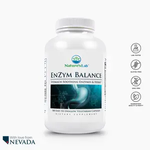 Nature's Lab EnZym Balance Digestive Enzymes & Probiotics – Vegetarian-Friendly, Plant-Based Formula for Digestive Health & GI Balance – Non-GMO – 180 Capsules