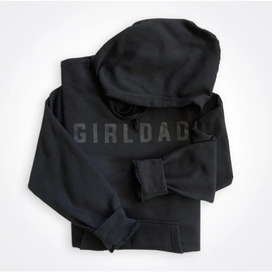 Girldad Hoodie Black on Black Full Logo for Dad of Girls - Tops, Menswear Tshirt, Hoodie and Sweatshirt E