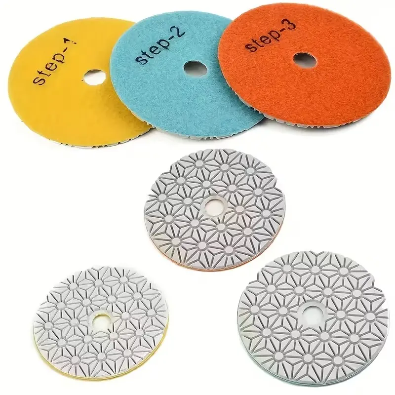 3pcs 4 Inch 100mm Dry/wet Diamond Polishing Pads, Durable Granite Concrete Marble Cleaning Tool, Hand Tools for Polishing and Cleaning