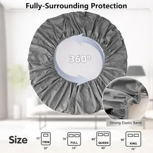 Queen Mattress Protector Waterproof, Breathable Mattress Cover Queen Size Bed, Noiseless Fitted Sheet with Deep Pocket Up to 18'', Gray Bed Cover Machine Washable (60'' X 80'')