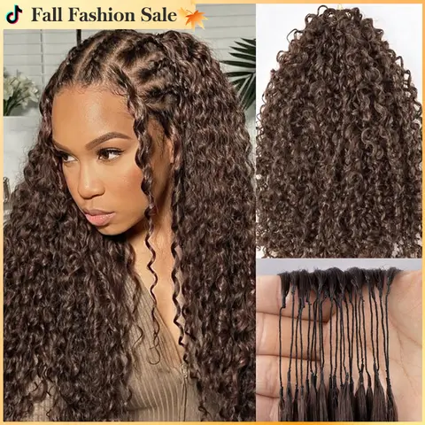 Colored Burmese Curly Crochet Braid Hair Extensions For Boho Braid #4 Chocolate Brown Burmese Curly Hair Feather Soft Miracle Knots Hair Highlight Color Knotless Braid Hair Pre Seperated & Reusable  #SohoChic