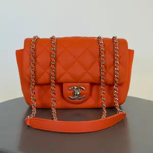Pre-owned Rubber/Leather Shoulder Bags Chanel Coco Rain Rectangle Bag Orange