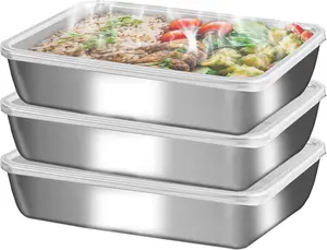 Stainless Steel Food Storage Containers Set with Lid, Freezer, Kitchen Tray, Oven Plate & Side Dish Plate - Complimentary Lid, Durable & Easy to Clean