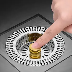 Stainless Steel Kitchen Sink Filter Screen with Easy-Press Lever, Rust-Proof Drain Plug Water Stopper, Durable Design for Home & Bathroom Use