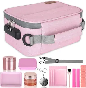 Large Smell Proof Bag Set with 10 Items - Carbon Lined Box, Lock & Odor Proof Pouches (Pink)