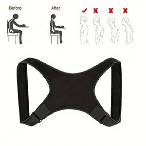 1pc Adjustable Posture Corrector for Men & Women - Breathable Orthopedic Brace for Upper Back, Spine, Neck, Shoulder & Clavicle Support - Improve Posture & - Black, Daily Wear Brace | Comfortable Support Brace | Breathable Fabric Brace, Bac