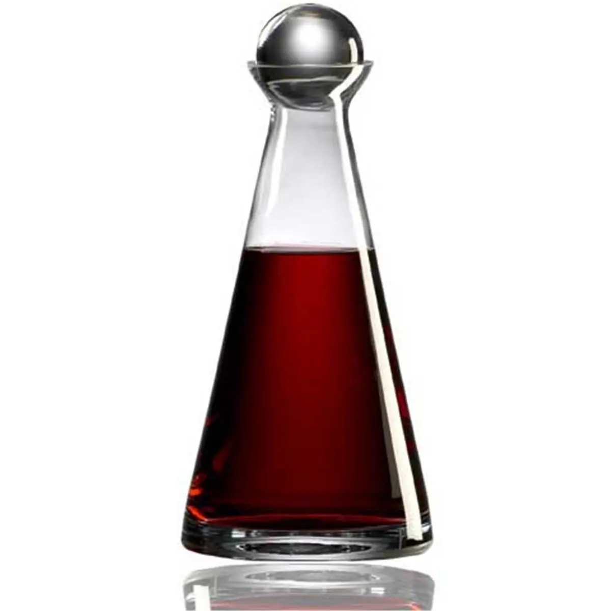 212 MAIN Handmade Lead-Free Crystal Glass Ravenscroft Decanter - Pinnacle Shape, Sphere Top, 38 oz, 11.5 in Height, 5.5 in Width, Modern Simplicity Design, Home Bar Utensil