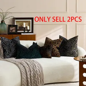 2-Pack Luxury Leopard Zebra Print Pillow Covers, Living Room Sofa High-End Cushion Cases, 45x45cm, No Core Included