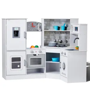 【Summervibes】Christmas Gift! VEVOR Kitchen Playset Kids Pretend Cooking Play Toy 24 Piece Accessories White