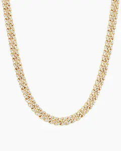 JAXXON Women's Iced Out Cuban Link Chain 5mm - Gold - Pavé Diamond Simulants - Box Clasp