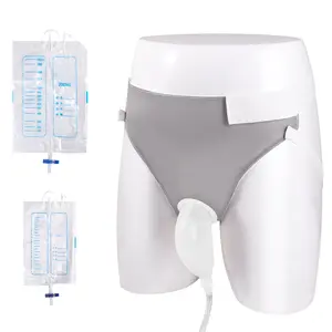 Men's Silicone Wearable Urinal Kit - 1000ml Day, 2000ml Night Drainage Bags, Soft Anti-Spill Breathable Urine Collector, Portable Leakproof Set for Bedridden Elderly Home Hospital Care