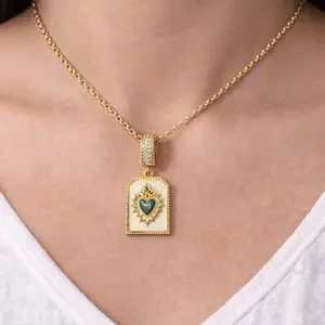 Blue Heart Pendant Necklace