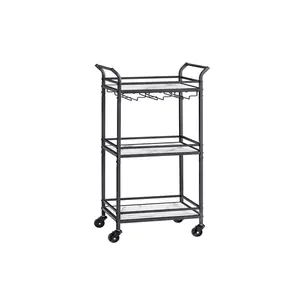 VASAGLE Bar Cart, Home Bar Serving Cart, Small Bar Cart with 3-Tier Shelf