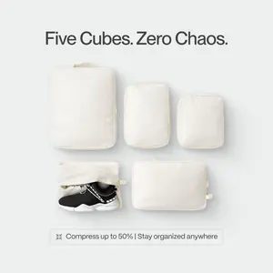 AVIO | Compression Packing Cubes for Suitcases, 5 Set Travel Organizer Bags, Expandable Luggage Organizers, Space Saving Packing Cubes for Travel