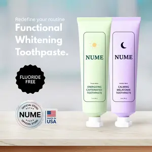 NUME Functional Toothpaste Bundle – AM Energy + PM Sleep | Caffeine, Melatonin & Hydroxyapatite | Clean Vegan Toothpaste