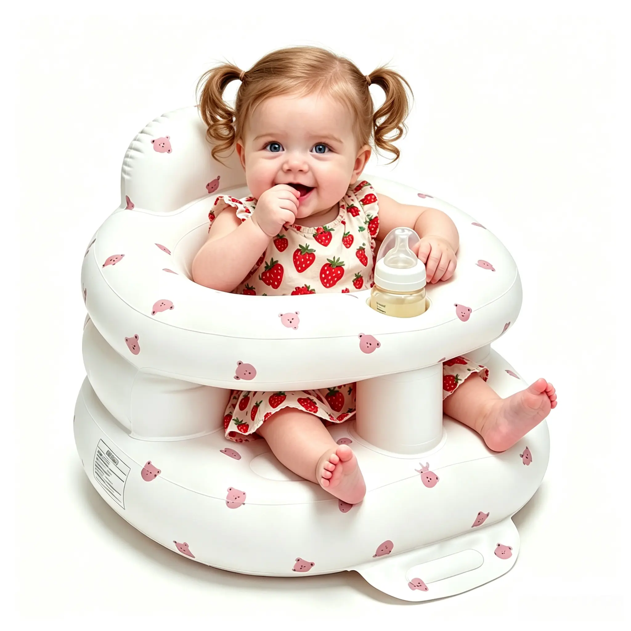 Inflatable Baby Bumbo Chair for 3-36 Months, Upgraded Model with Built-in Air Pump, Tray, Ergonomic BPA-Free PVC Design for Sitting Learning, Feeding, Safe Durable Baby Furniture