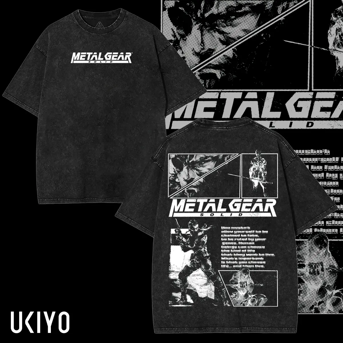 Metal Gear Solid Washed Tee, Acid-Washed Heavyweight Cotton, Game Tshirt , Men Gift, Graphic Tee, Streetwear Oversized Fabric Fashion