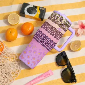 1 Pc insulated mug, 40oz large capacity thermal cup with handle and lid, double wall vacuum cup, leak proof tumbler, keeps hot 12h cold 24h, for hot cold drinks, travel coffee tea, gift for holiday, Stainless Steel Drinkware