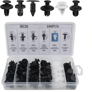 100 Car 6.3 mm 8 mm 9 mm 10 mm Nylon Fasteners Kit, Push-in Screw Bumper Push Rivet Clip , Door Panel Bumper Clip Fixing Buckle, Universal for Most Cars