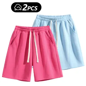 2 Pack Oversize Fleece Lined Bermuda Shorts for Women, Athletic Loose Fit Comfy Women's Joggers Sweat Shorts with Pockets Summer Minimalist Basic Baggy Womenswear Bottom summerwins