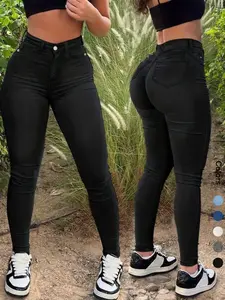 Women's High Waist Denim Jeans, Casual Comfy Denim Jeans for Daily Wear, Ladies Bottoms for All Seasons, T-Chic