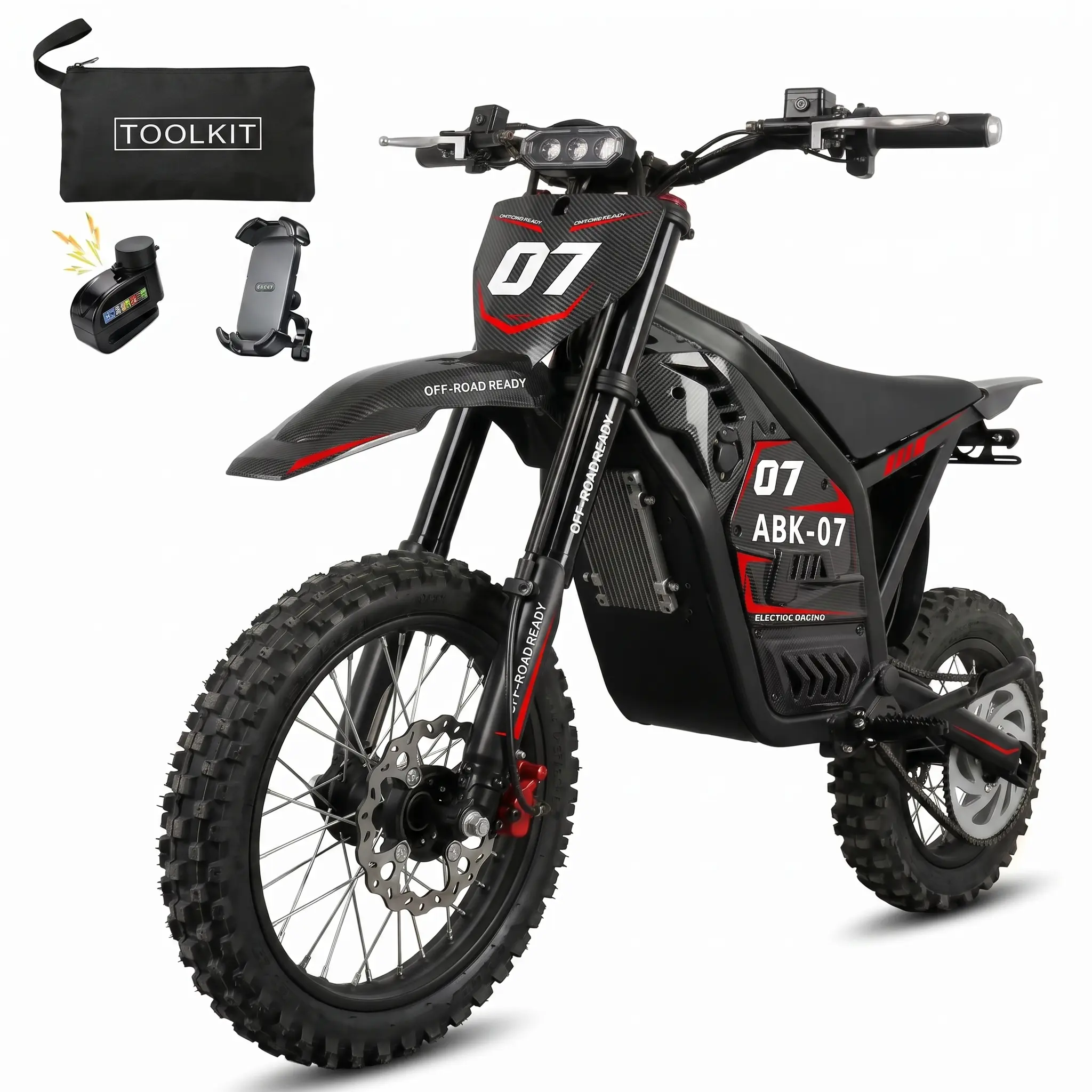 AOEEI ABK-07 Sticker Version Durable High-Performance Ebike - 4000W Motor, 48V 23Ah Battery, 40-Mile Range, 45 mph Top Speed, 14"/12" Wheels, 130 lb Capacity, Off-Road/Mountain Biking Suitable, LED Lights, Reverse Mode, Suspension System