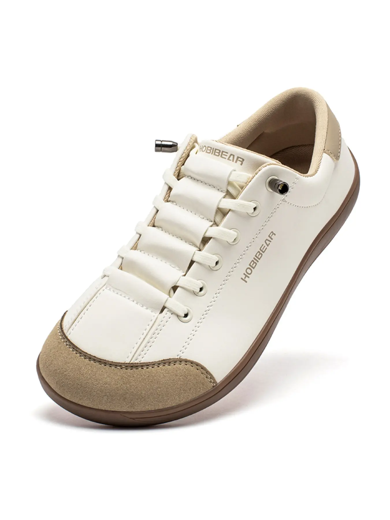 HOBIBEAR Wide-fit men's barefoot-style low-top flat shoes, crafted from PU leather for casual everyday walking and active comfort Sneaker