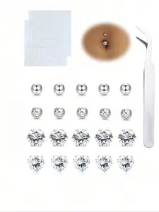 23Pcs/Set Fake Eyebrow Rings Fake Lip Rings Fake Stud Earrings Fake Belly Button Rings Fake Piercing Jewelry Clip On Eyebrow Lip Ear Navel - Non Piercing Jewelry Set