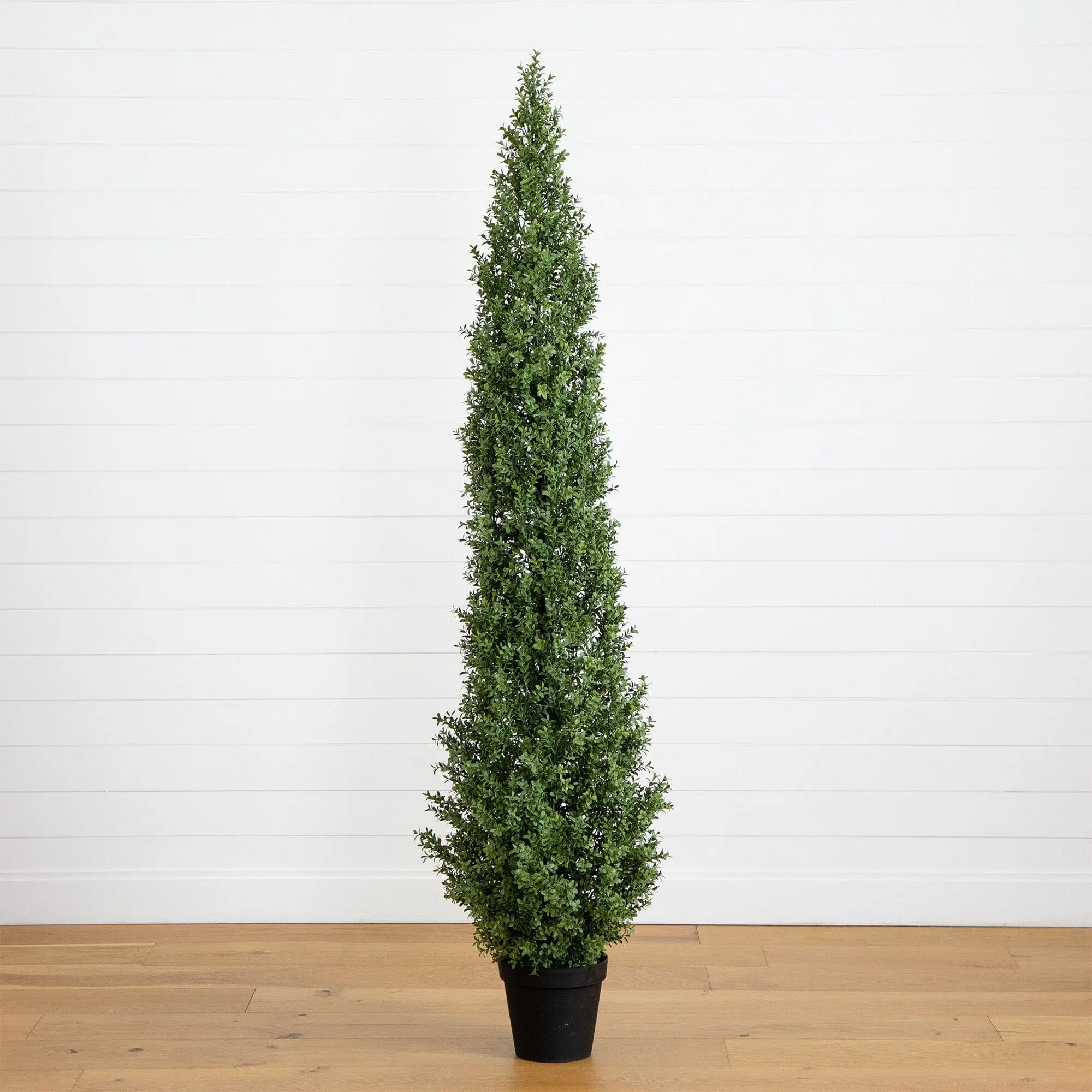 7-ft Tall Synthetic Boxwood Topiary Tree, Realistic Durable UV-Resistant Decorative Plant for Indoor-Outdoor Patio Home Decor Supplies, Nursery