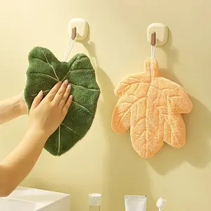 1 Piece Leaf-Shaped Hanging Hand Towel - Super Soft, Super Absorbent, Quick-Drying Bathroom and Kitchen Towel
