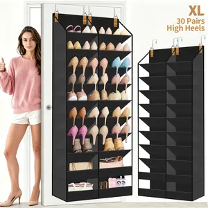 Over the Door XL Shoe Organizer, Holds up to 30 Pairs of High Heels, 10-Tier Door Shoes Rack, Clear Pockets Hanging Shoe Storage for Closet, Handing Shoes Holder Fit All the Family's Sneakers, Boots, Heels