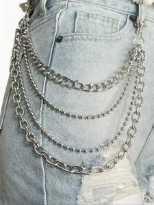 Hip Hop Punk Metal Multi Layer Waist Chain, Unisex Jeans Accessory, Fashionable Pants Chain for All Seasons, Perfect for Daily Wear & Adjustable Waist Chain