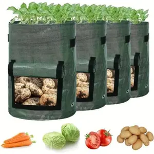 2026 NEW Potato Grow Bag, 7 Gallon Large Capacity Breathable Planter with Flap & Handle, Reusable Vegetables Garden Planting Bag, Gardening, Garden Accessories, Garden Supplies, Breathable Planting Container
