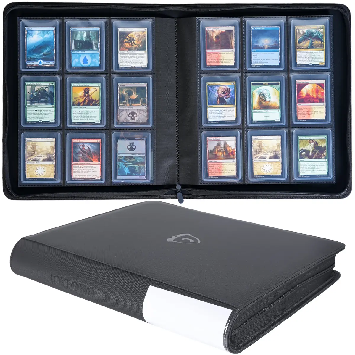 Top loader Binder, Holds 288+ Toploaders, 9 Pocket Top Loader Card Storage Case, Double-Sided Pockets for trading card in 3 x 4'' Toploaders