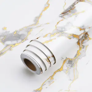 Thick White Marble Contact Paper for Countertops Waterproof Contact Paper Peel and Stick for Cabinets Removable Matte Gold Grey White Marble Wallpaper for Kitchen Bathroom Counter 15.8"x80"