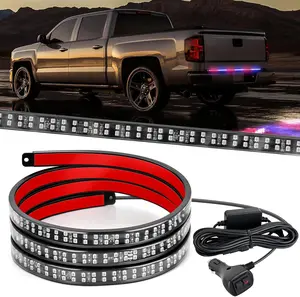Nilight 48 Inch Truck Tailgate Strobe Light Strip Tail Bar Rear Window Working Lamp Ultra-Bright Double Row 288 LED for Pickup Trailers Construction Vehicles Car SUV, Red Blue