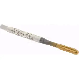 Hertel Thread Forming Tap: #5-40 UNC, 2B & 3B Class of Fit, Bottoming, High-Speed Steel, Titanium Nitride Coated 5/8" Thread Length, 1.9375" OAL, H3 K010323AS25